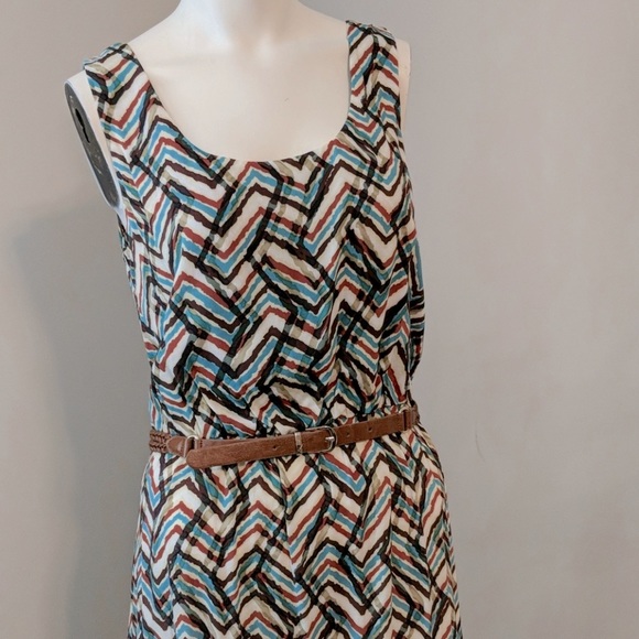 Calvin Klein summer dress belted multicolored size 8 - Picture 2 of 7